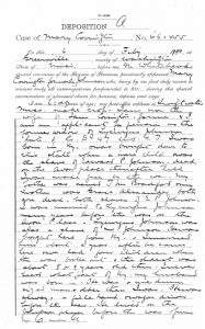 Page from the deposition of Mary (Johnson) Covington, February 1900