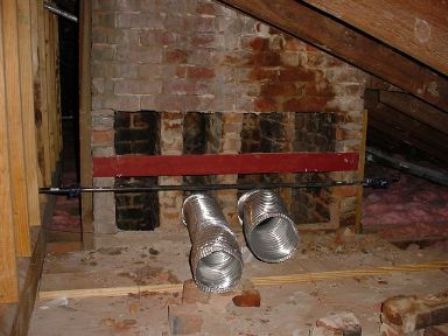 Attic openings for first and second floor chimney flues